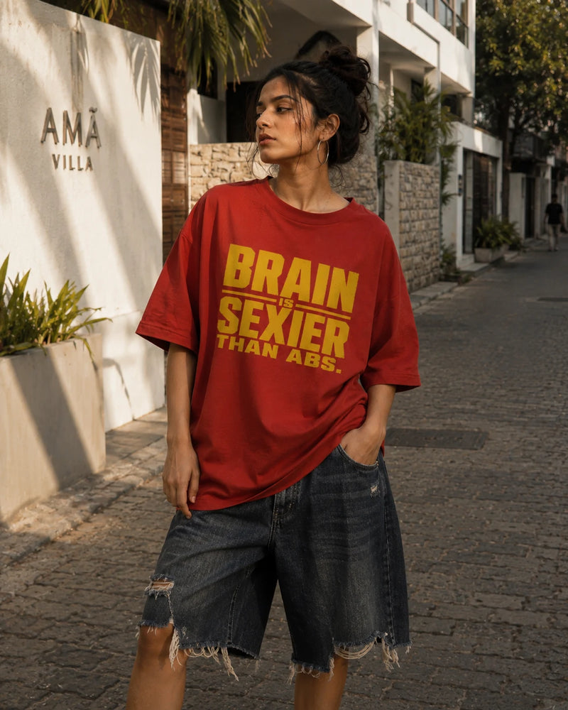 BRAIN OVER BRAWN OVERSIZED T-SHIRT