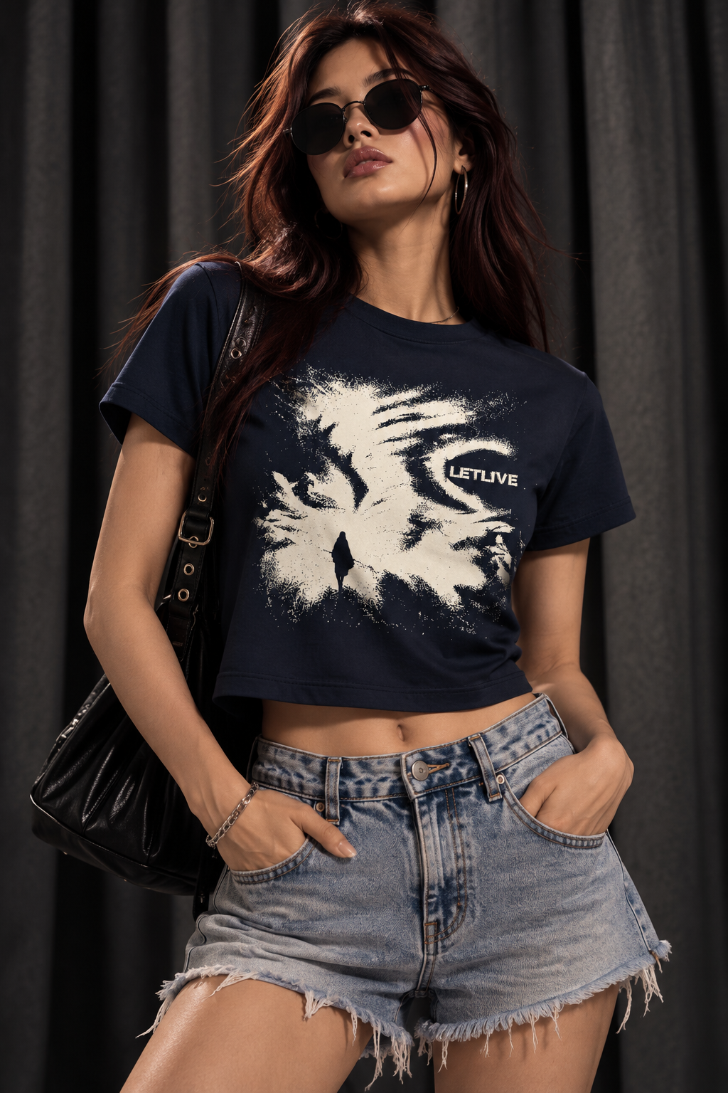 STROMY GRAPHIC NAVY BLUE BABY TEE