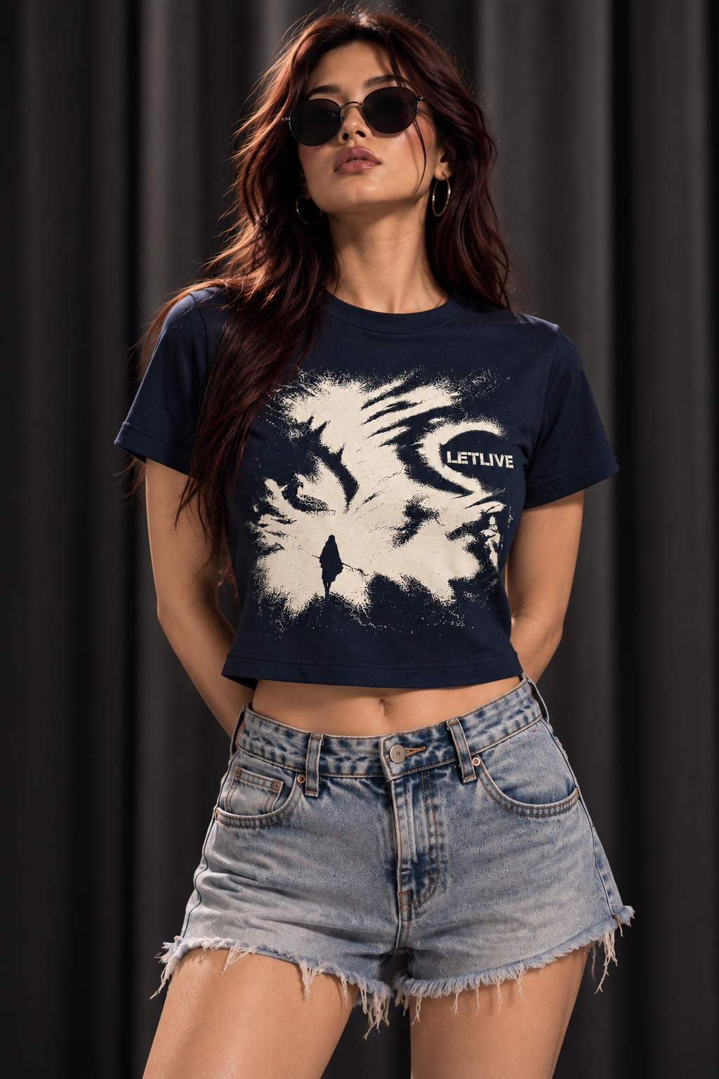 STROMY GRAPHIC NAVY BLUE BABY TEE