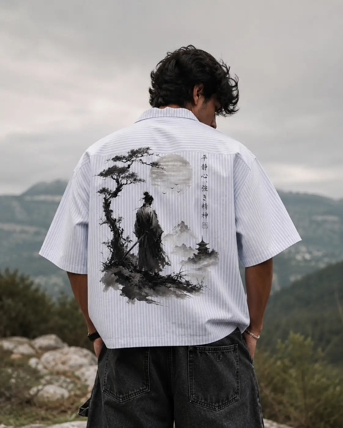 Letlive Samurai Printed Boxy Fit Stripes Shirt